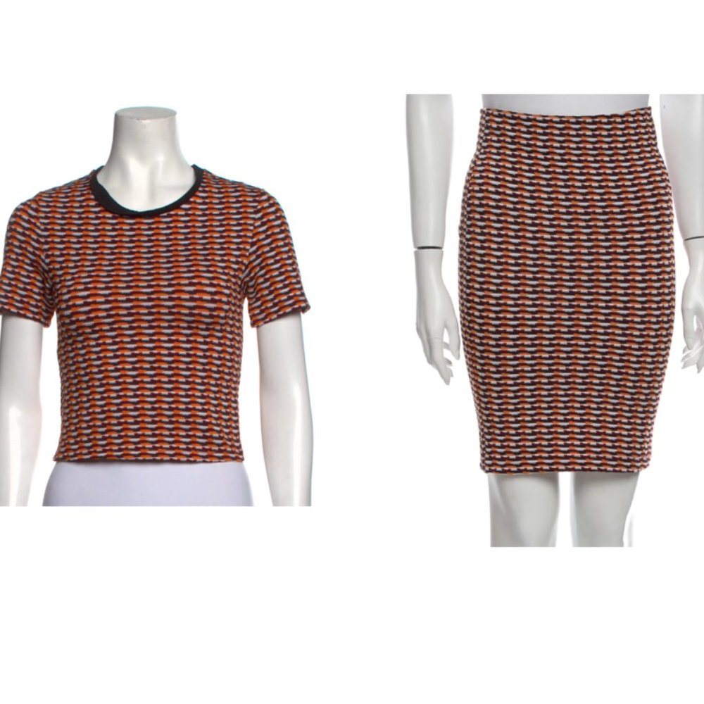 Opening Ceremony - Small - Skirt and Top Set - Black, Burgundy & Orange